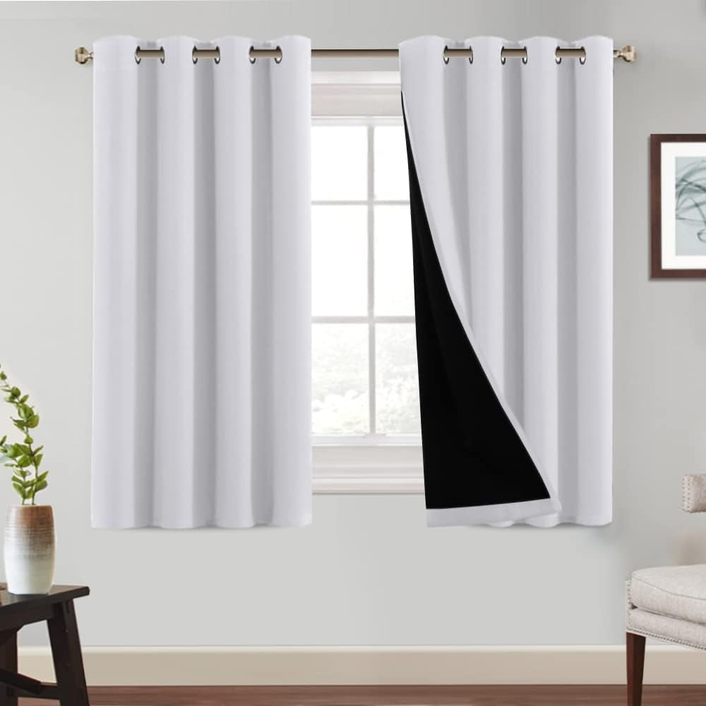 Princedeco 100% Blackout Curtains 84 Inches Long Pair of Energy Smart & Noise Blocking Out Drapes for Baby Room Window Thermal Insulated Guest Room Lined Window Dressing(Desert Sage, 52 Inches Wide)  PrinceDeco Greyish White 52"W X54"L 