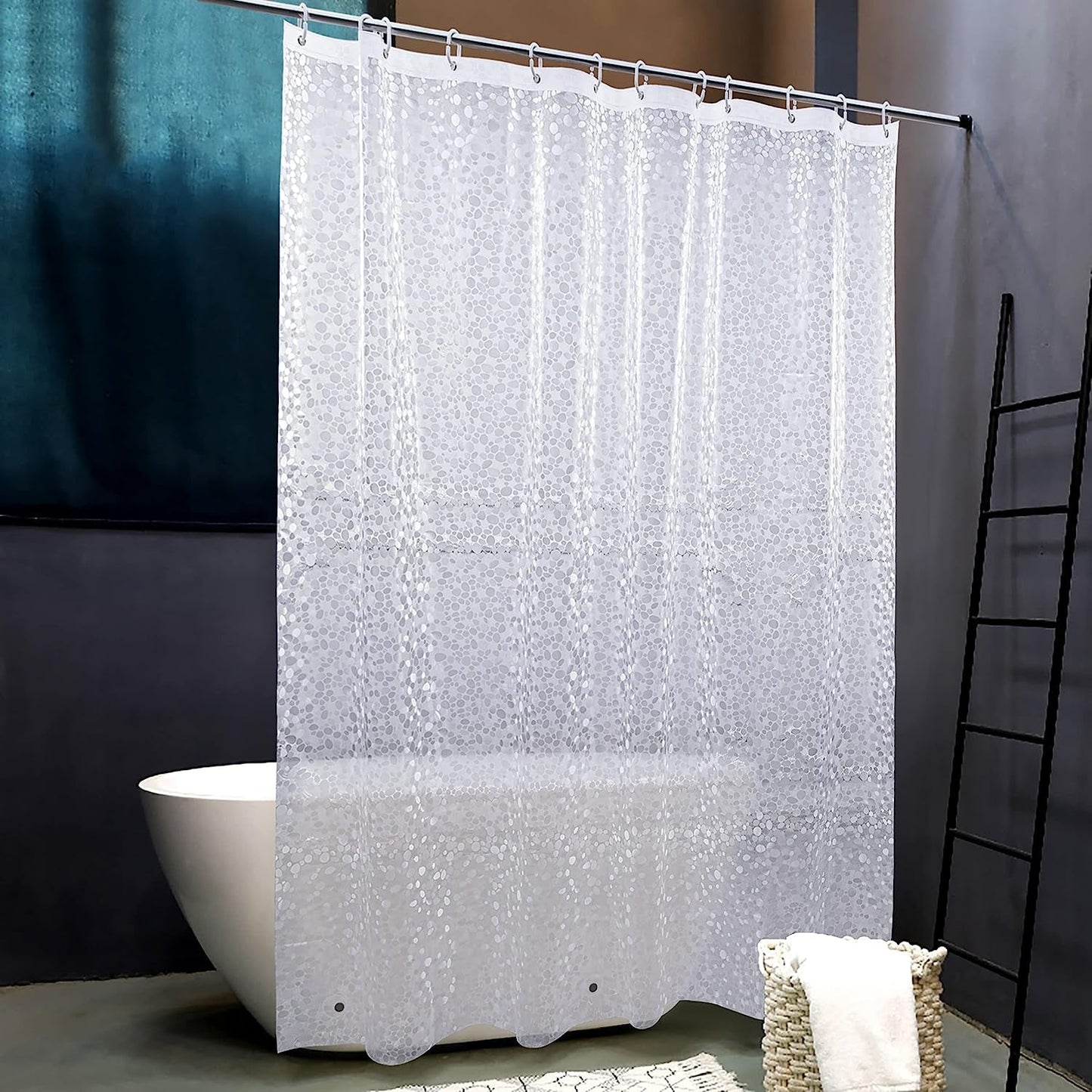NTBAY EVA Clear Shower Curtain with Water Cube, Water-Repellent Liner with 3 Magnets for Bathroom, 72X72 Inches