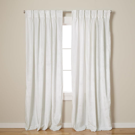 Exclusive Home Curtains, Velvet PP Pinch Pleat Curtain Panel, 27X84, Winter White  Exclusive Home Curtains Winter White 27X96 