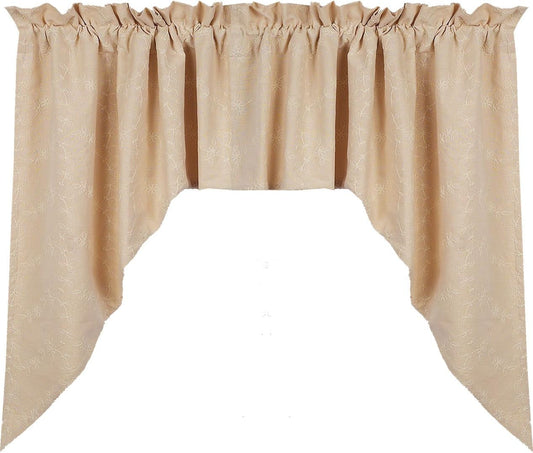 Candlewicking Cream 72" Wide X 36" Long Cotton Lined Curtain Swag