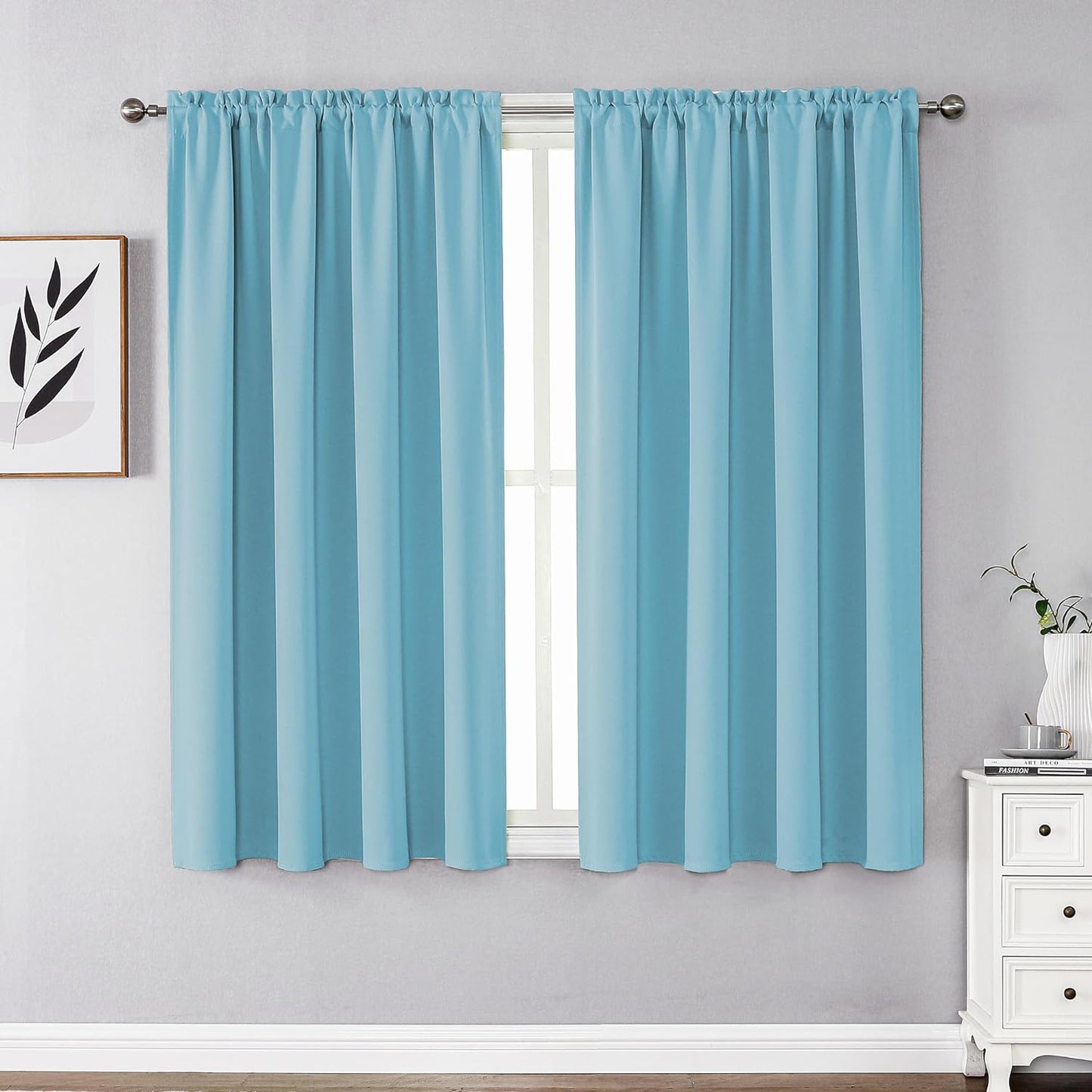 CUCRAF Blackout Curtains 84 Inches Long for Living Room, Light Beige Room Darkening Window Curtain Panels, Rod Pocket Thermal Insulated Solid Drapes for Bedroom, 52X84 Inch, Set of 2 Panels  CUCRAF Light Blue 52W X 54L Inch 2 Panels 