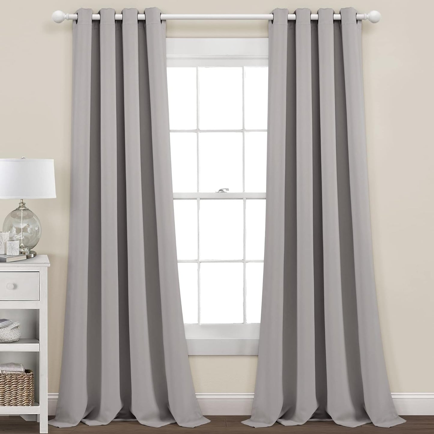 Lush Decor Insulated Grommet Blackout Window Curtain Panels, Pair, 52" W X 120" L, Wheat - Classic Modern Design - 120 Inch Curtains - Extra Long Curtains for Living Room, Bedroom, or Dining Room  Triangle Home Fashions Grey 52"W X 84"L 