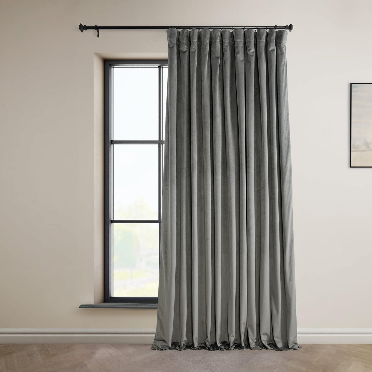 HPD HALF PRICE DRAPES Blackout Solid Thermal Insulated Window Curtain 50 X 96 Signature Plush Velvet Curtains for Bedroom & Living Room (1 Panel), VPYC-SBO198593-96, Diva Cream  Exclusive Fabrics & Furnishings Nightlife Grey 100 X 84 