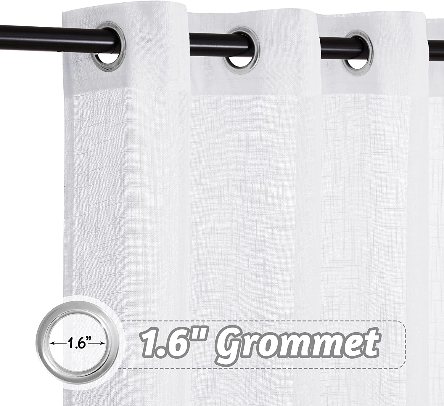 RYB HOME Sheer Curtains White - 100 Inches Extra Wide Linen Semi Sheer White Backdrop Large Window Curtains for Bedroom Dining Living Room Sliding Glass Door, 100 X 84 Inches Long, 1 Panel  RYB HOME   