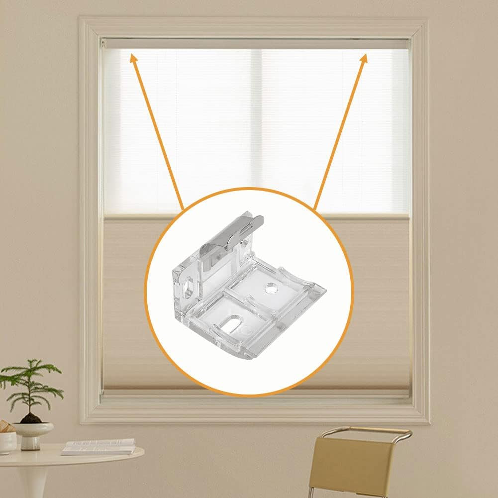 4 PCS Mounting Bracket with Metal Clip, Hidden Mounting Bracket Clips for 1" (25Mm) Pleated Shades Cordless Blinds Headrail &Cordless Honeycomb