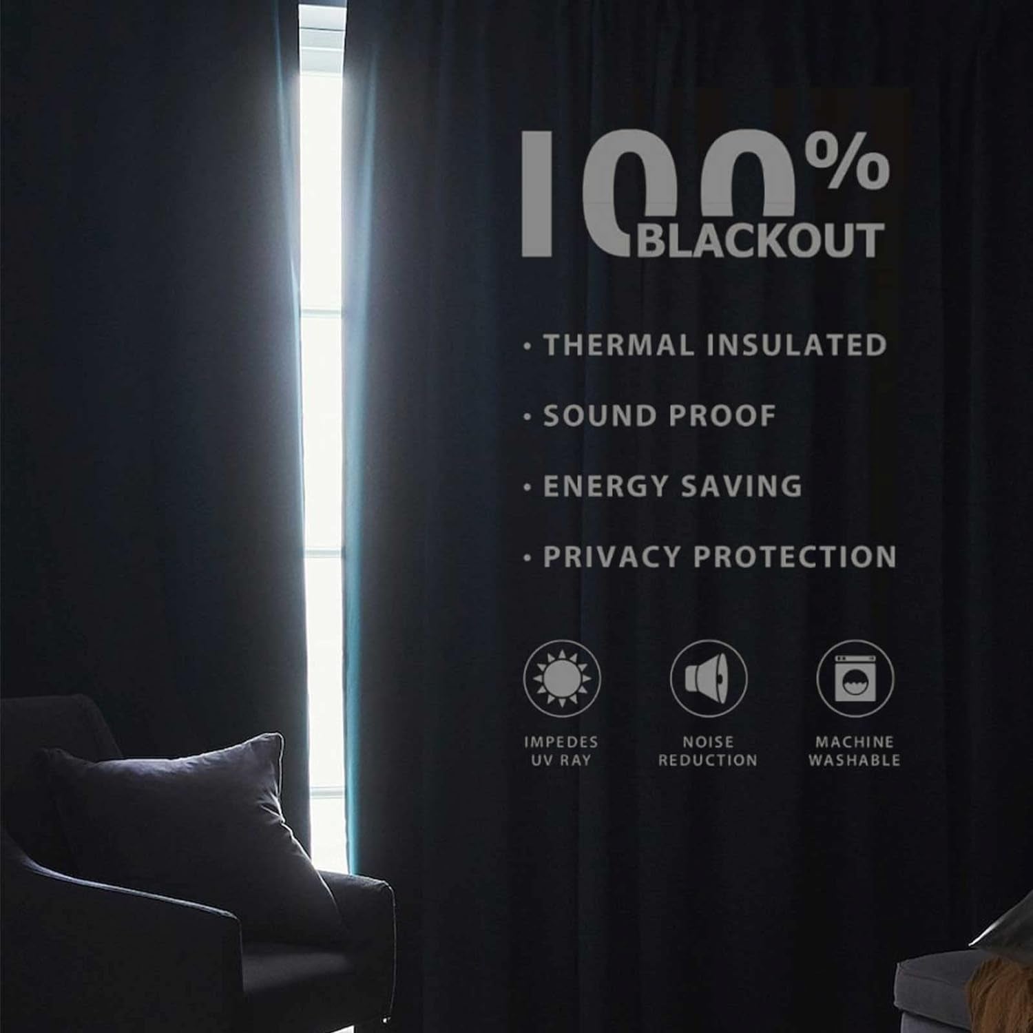 Joydeco 100% Greyish White Blackout Curtains 108 Inches Long Linen Curtains 2 Panels Set Burg for Bedroom Living Room Blackout Darkening Thermal Insulated Back Tab Rodpocket(52X108 Inchgreyishwhite)  Joydeco   