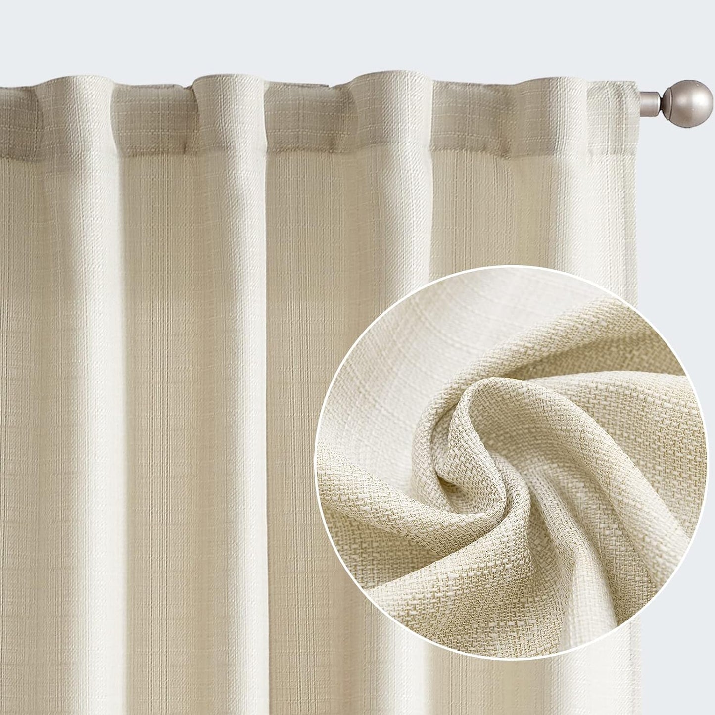 COLLACT White Linen Textured Curtains 84 Inch Length 2 Panels for Living Room Casual Weave Light Filtering Semi Sheer Curtains & Drapes for Bedroom Grommet Top Window Treatments, W38 X L84, White  COLLACT Rod Pocket | Heathered Beige W38 X L96 