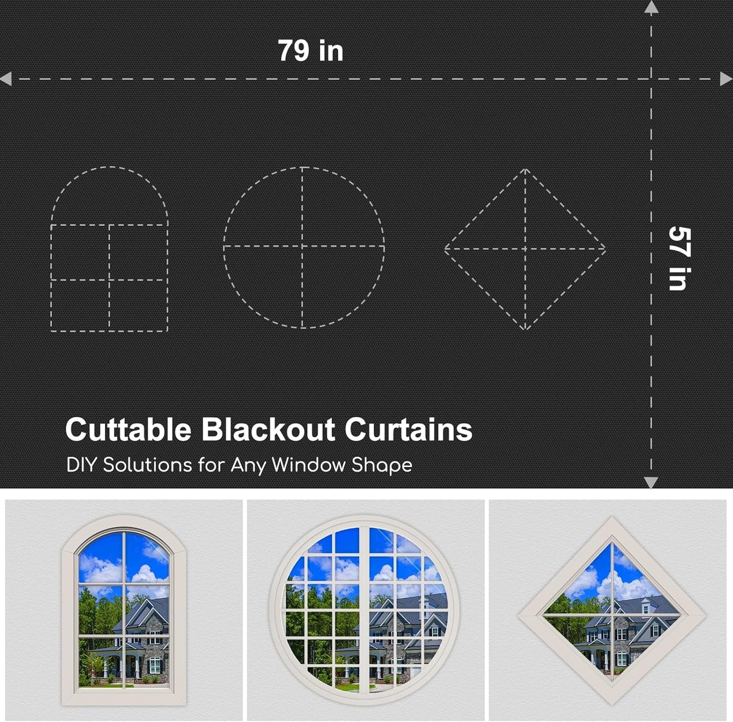 Blackout Curtains for Bedroom - 79" X 57" Portable Blackout Blinds Curtain for Any Windows -100% Blackout Shades Window Film -Temporary Blackout Shades for Baby Nursery,Dorm Room,Travel or Office Use