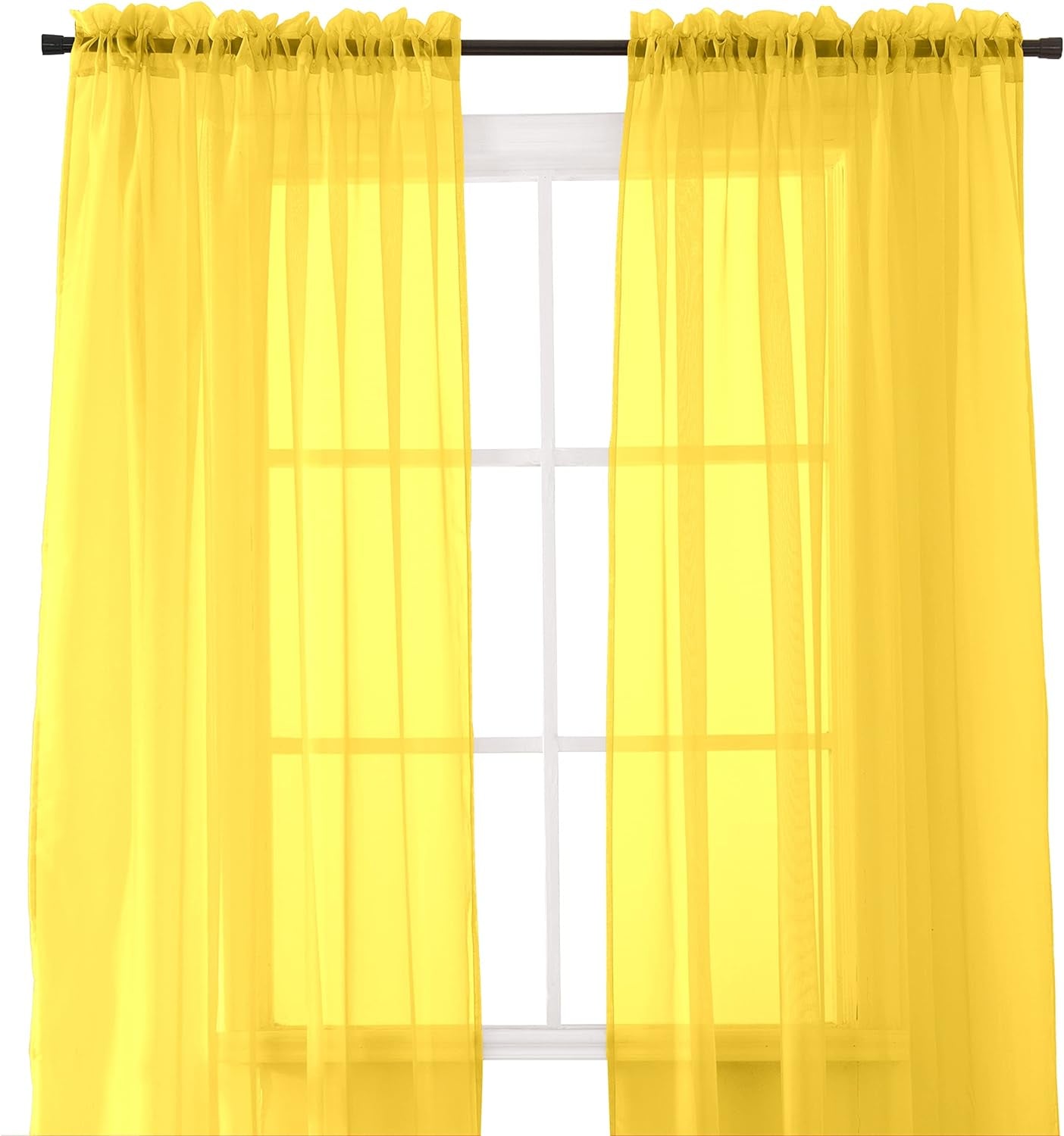 Elegant Comfort 2-Piece Sheer Panel with 2Inch Rod Pocket - Window Curtains 60-Inch Width X 84-Inch Length - Light Blue  Elegant Comfort Neon Yellow 40" X 84" 