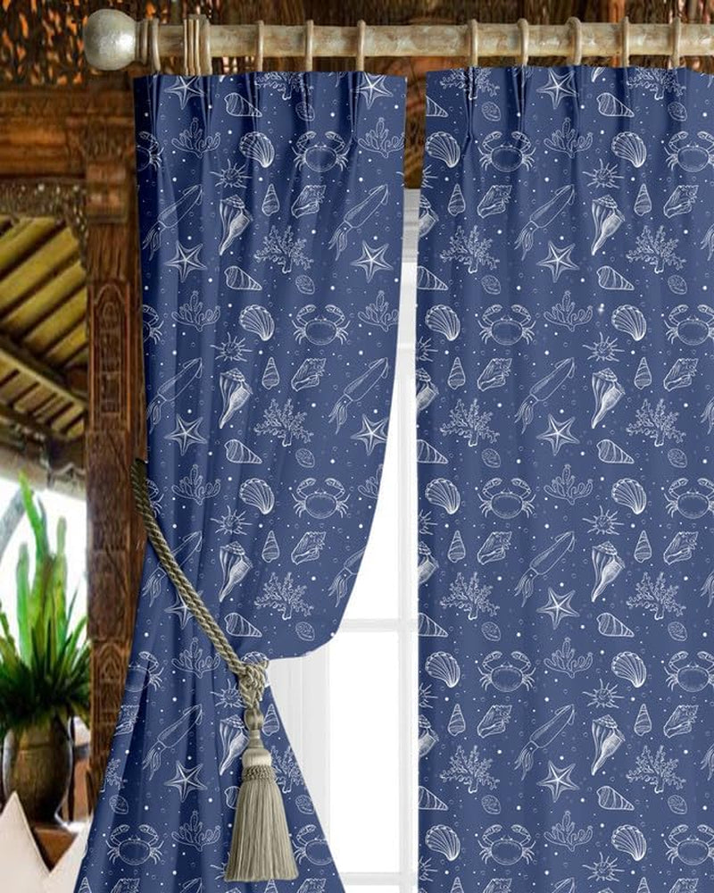 Magic Drapes Pinch Pleated Curtains Triple Pinch Pleat Drapes with Tiebacks & Hooks Blackout Thermal Room Darkening Window Curtains for Living Room, Bedroom, Hall W(26"+26") L45 (2 Panels, Royal Blue)  Magic Drapes Printed - Twilight 52"X 120" 