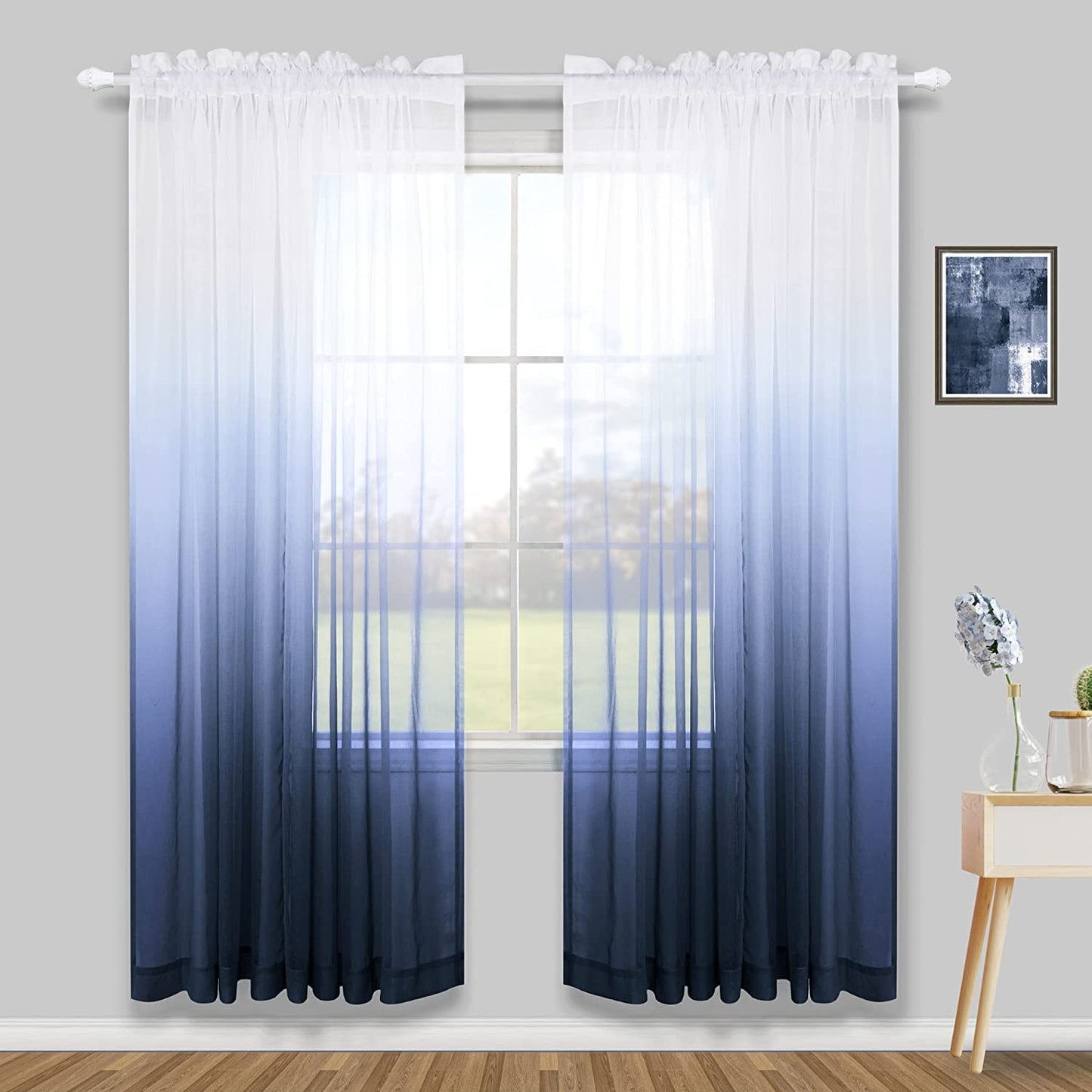KOUFALL Sage Green Curtains 63 Inch Length for Living Room,2 Panel Set Rod Pocket Boho Curtains for Bedroom 63 Inches Long  KOUFALL TEXTILE Navy Blue 52X84 