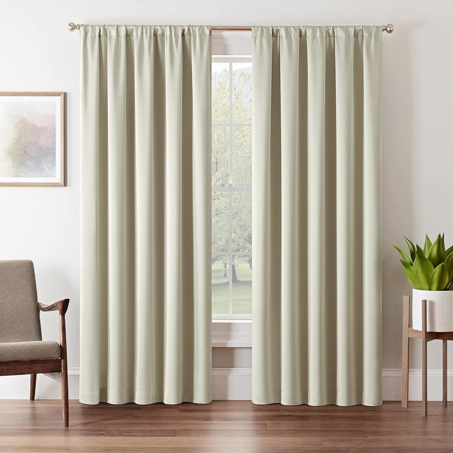 Eclipse Tricia Modern Room Darkening Thermal Rod Pocket Window Curtain for Bedroom (1 Panel), 52 in X 84 In, Stone  Keeco LLC   