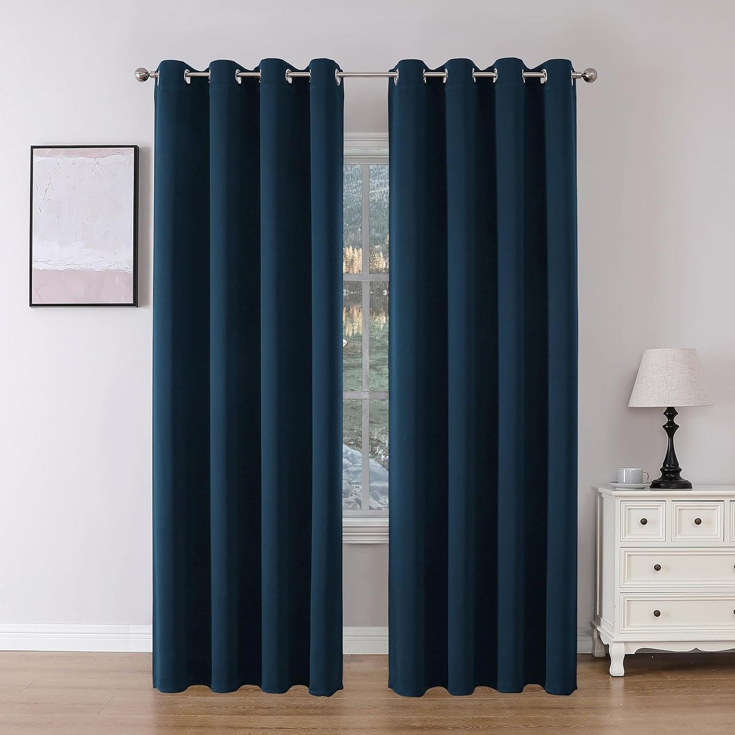 Joydeco Blackout Curtains 84 Inch Length 2 Panels Set, Thermal Insulated Long Curtains& Drapes 2 Burg, Room Darkening Grommet Curtains for Bedroom Living Room Window (Black, W52 X L84 Inch)  Joydeco Navy Blue 52W X 95L Inch X 2 Panels 