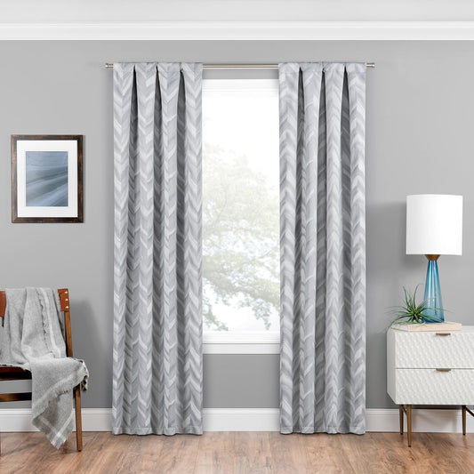 Eclipse Haley Thermal Insulated Single Panel Rod Pocket Darkening Curtains for Living Room, 37 in X 84 In, Silver  Ellery Homestyles Silver 37 In X 84 In 