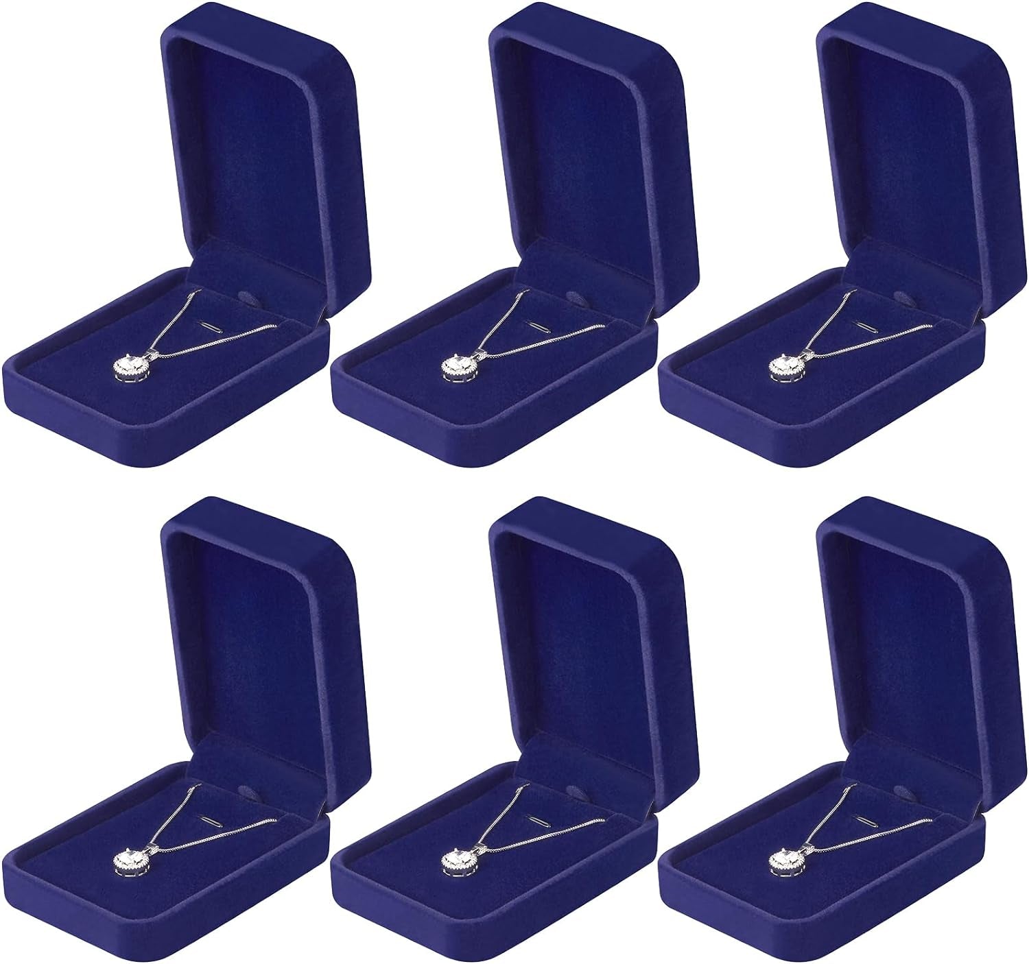 LETURE 6 Pieces Velvet Jewelry Gift Boxes for Necklace Pendant Bracelet Ring Earring, Jewelry Storage Display Case for Christmas Wedding Engagement Birthday Anniversary (Pendant Box STYLE-6PCS)