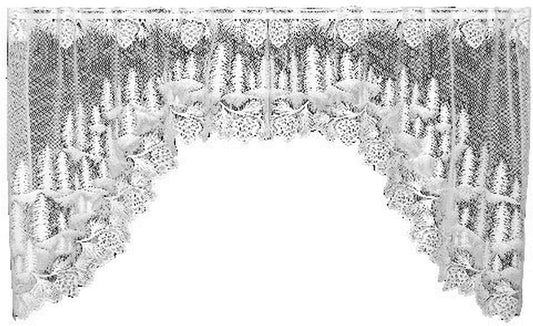 Heritage Lace Pinecone 70-Inch Wide by 38-Inch Drop Swag Pair, White