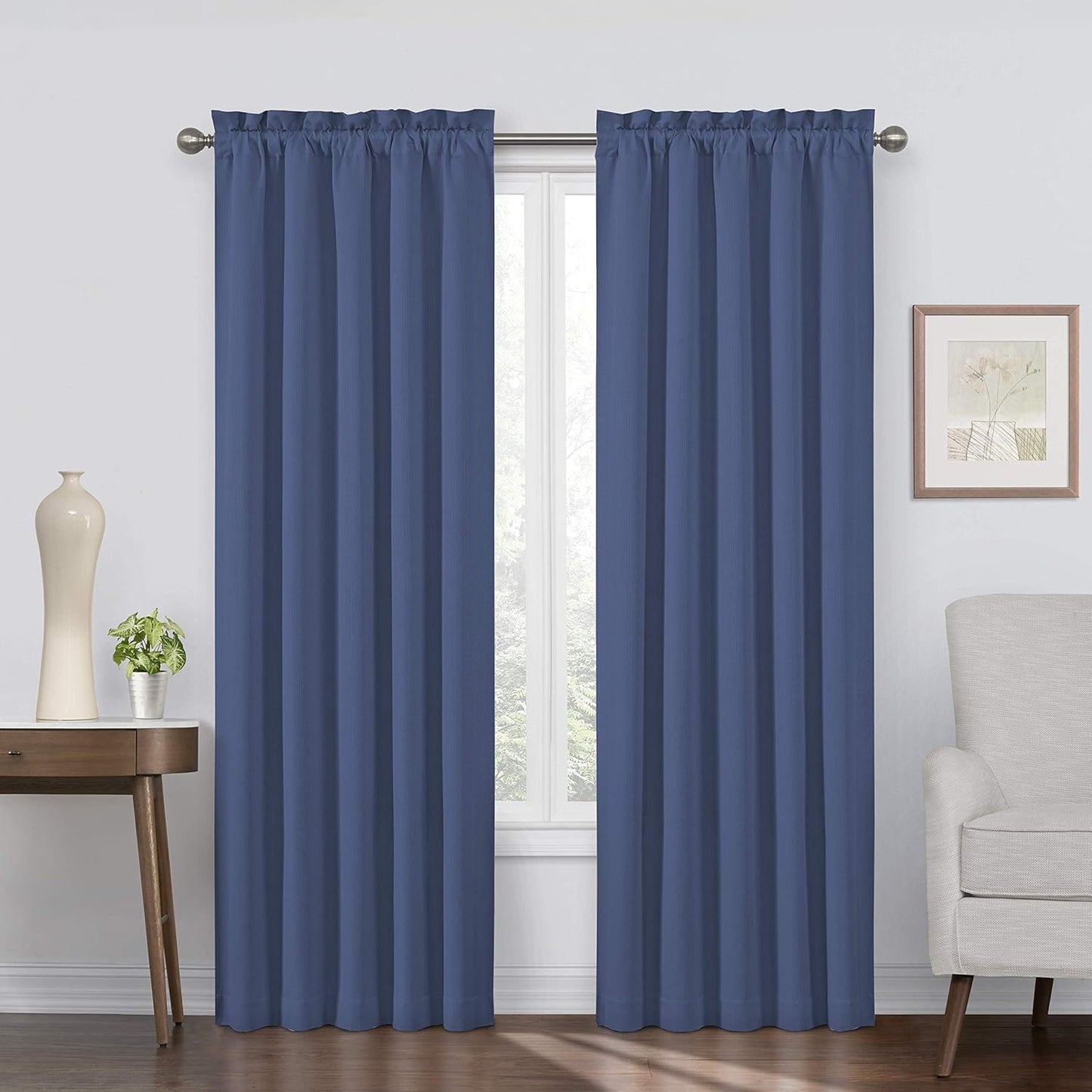 ECLIPSE Corinne Modern Blackout Thermal Rod Pocket Window Curtain for Bedroom or Living Room (1 Panel), 42" X 63", Grey  Keeco LLC Heathered Plum 42 In X 63 In 