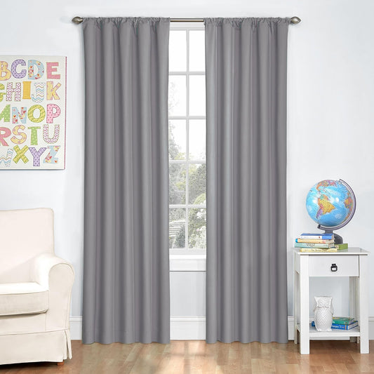 ECLIPSE Blackout Thermal Rod Pocket Window Curtain for Bedroom or Nursery (1 Panel)  Keeco LLC Grey 42 In X 63 In 