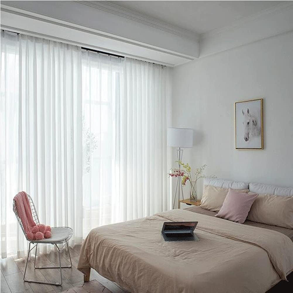 Dothedrape White Sheer Curtains Window Treatment Pinch Pleated Voile Curtain Panels for Bedroom and Living Room (50 X 102 Inches Long, 1 Panel)  DotheDrape   