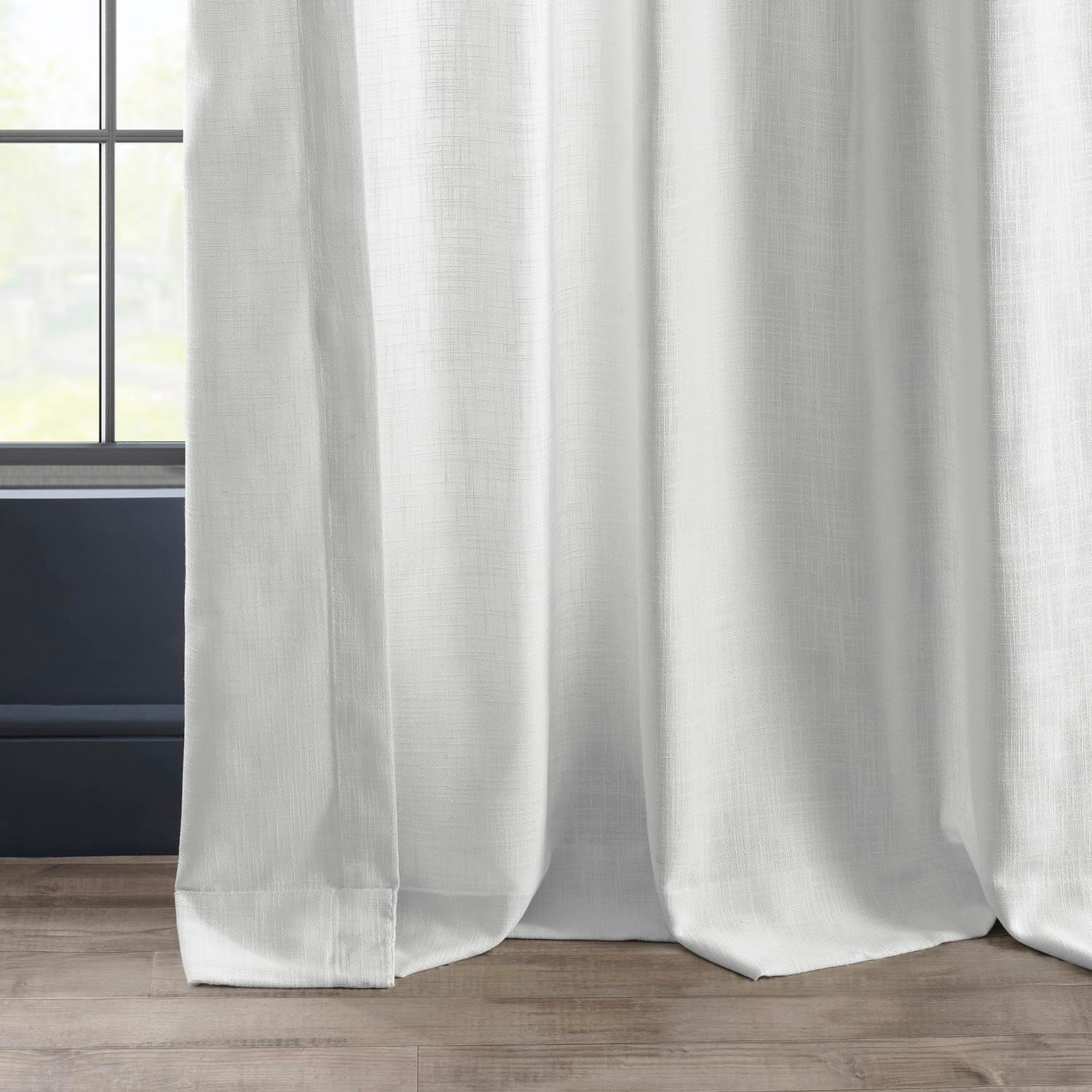 HPD Half Price Drapes Semi Sheer Faux Linen Curtains for Bedroom 96 Inches Long Light Filtering Living Room Window Curtain (1 Panel), 50W X 96L, Rice White  EFF   
