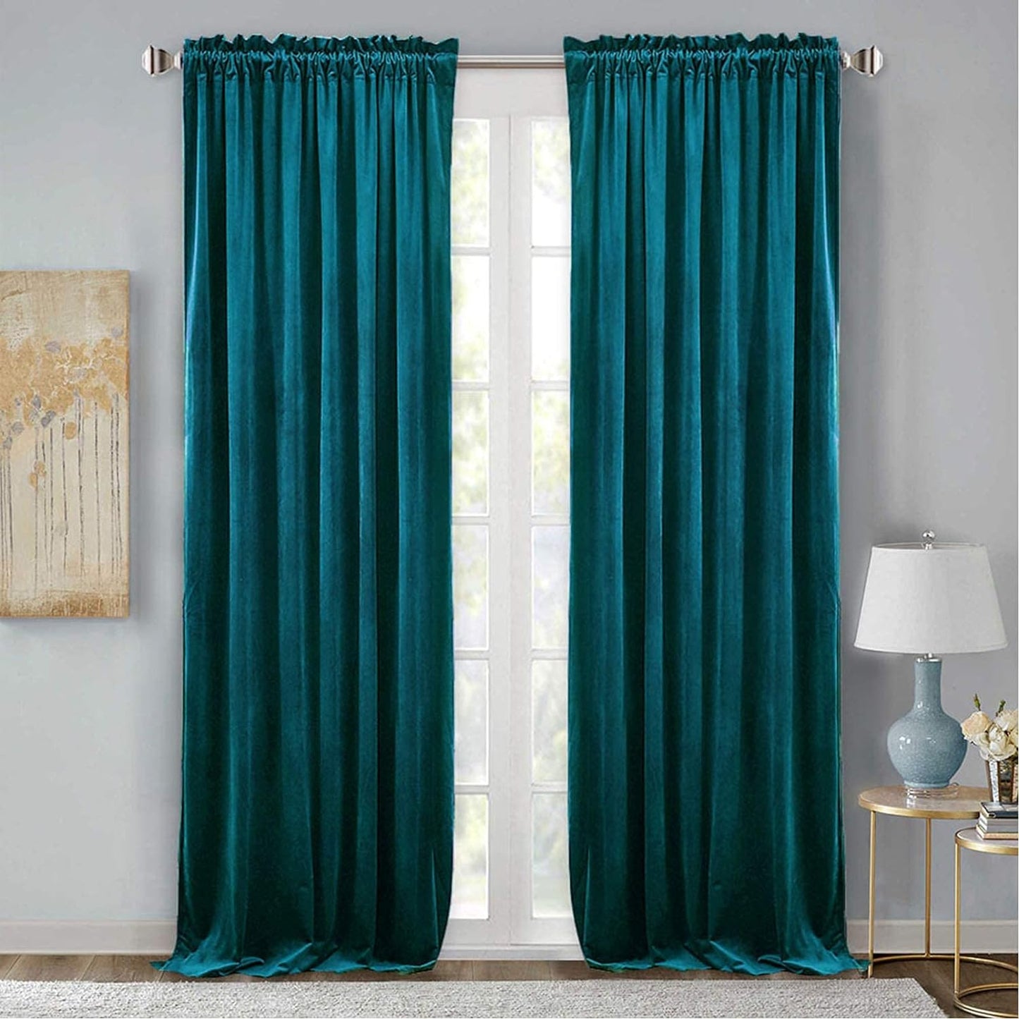 Stangh Theater Red Velvet Curtains - Super Soft Velvet Blackout Insulated Curtain Panels 84 Inches Length for Living Room Holiday Decorative Drapes for Master Bedroom, W52 X L84, 2 Panels  StangH Teal W52" X L96" 