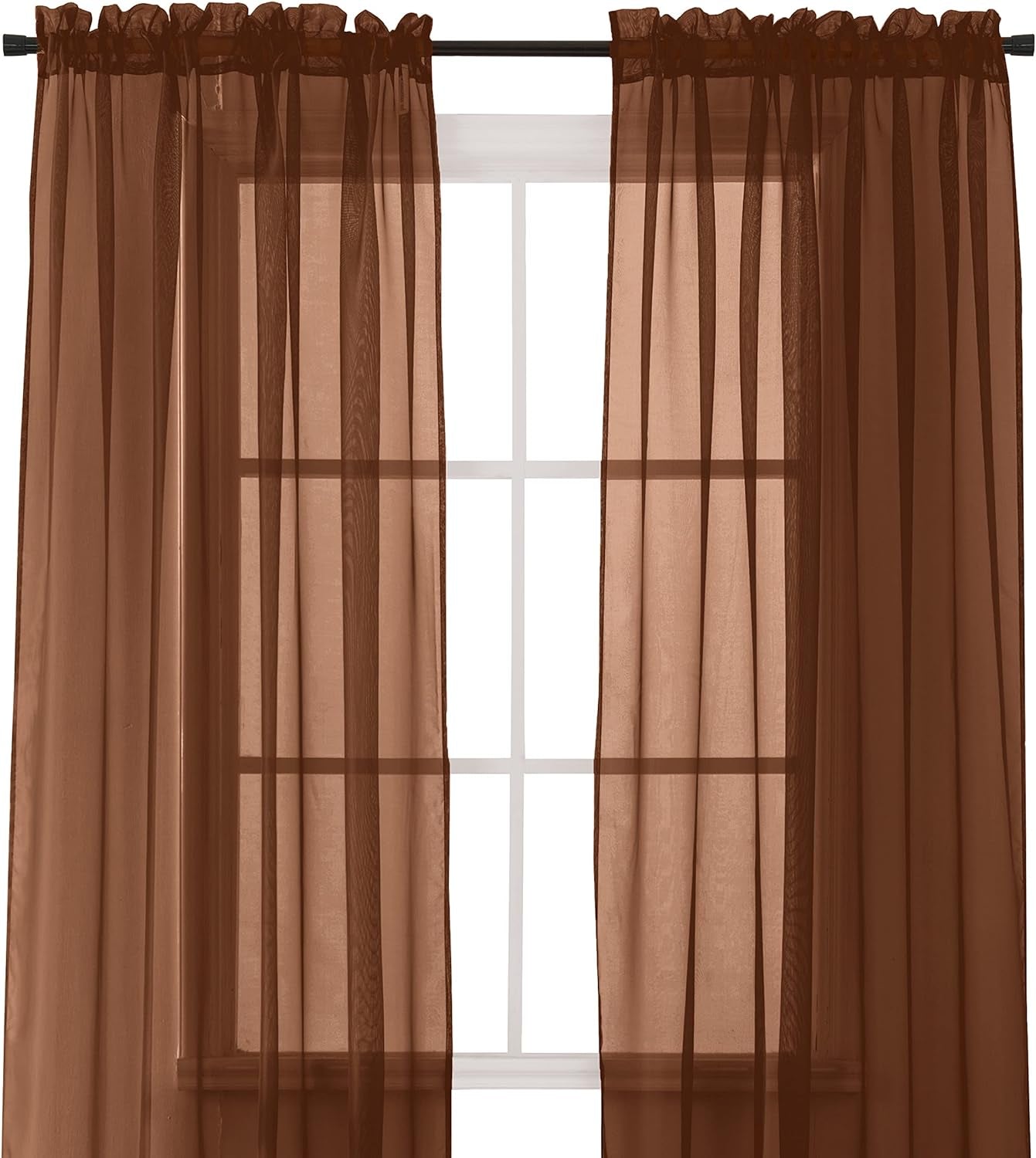 Elegant Comfort 2-Piece Sheer Panel with 2Inch Rod Pocket - Window Curtains 60-Inch Width X 84-Inch Length - Light Blue  Elegant Comfort Chocolate Brown 40" X 84" 
