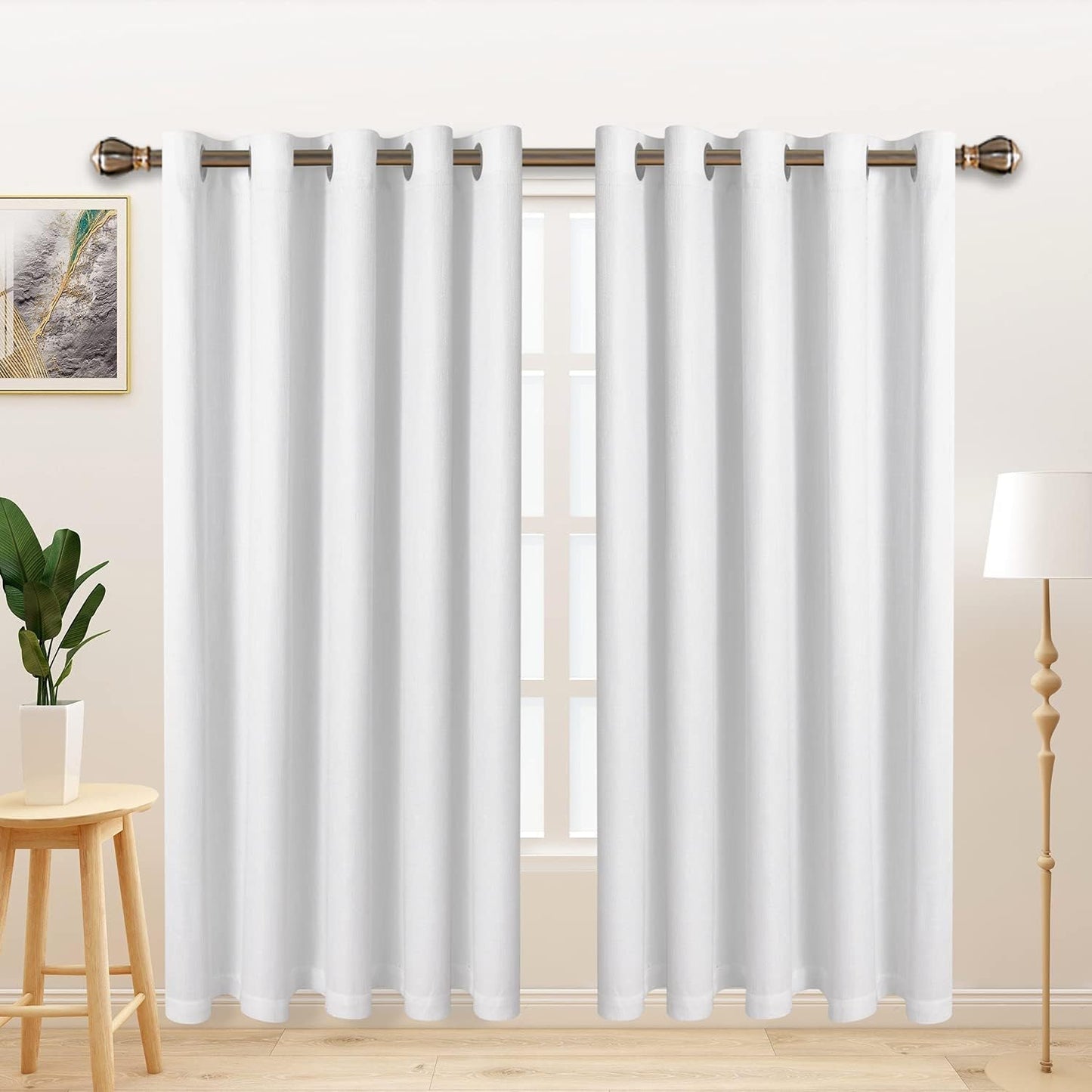 LORDTEX Linen Look Textured Blackout Curtains with Thermal Insulated Liner - Heavy Thick Grommet Window Drapes for Bedroom, 50 X 84 Inches, Ivory, Set of 2 Panels  LORDTEX Pure White 70 X 84 Inches 