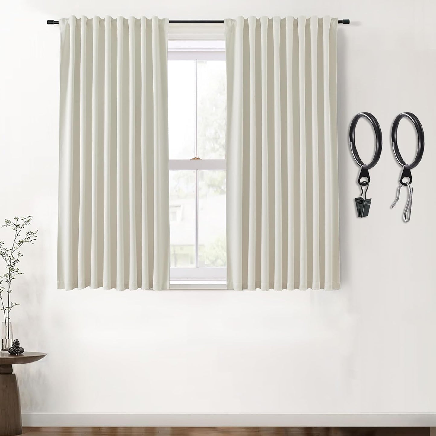 SHINELAND Beige Room Darkening Curtains 105 Inches Long for Living Room Bedroom,Cortinas Para Cuarto Bloqueador De Luz,Thermal Insulated Back Tab Pleat Blackout Curtains for Sunroom Patio Door Indoor  SHINELAND Cream 2X(52"Wx45"L) 