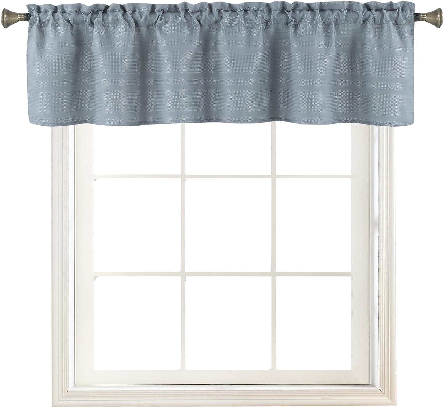 Home Queen White Waffle Bathroom Window Curtains, Water Repellent Rod Pocket Short Kitchen Drapes for Small Window, W 30 X L24 Each
