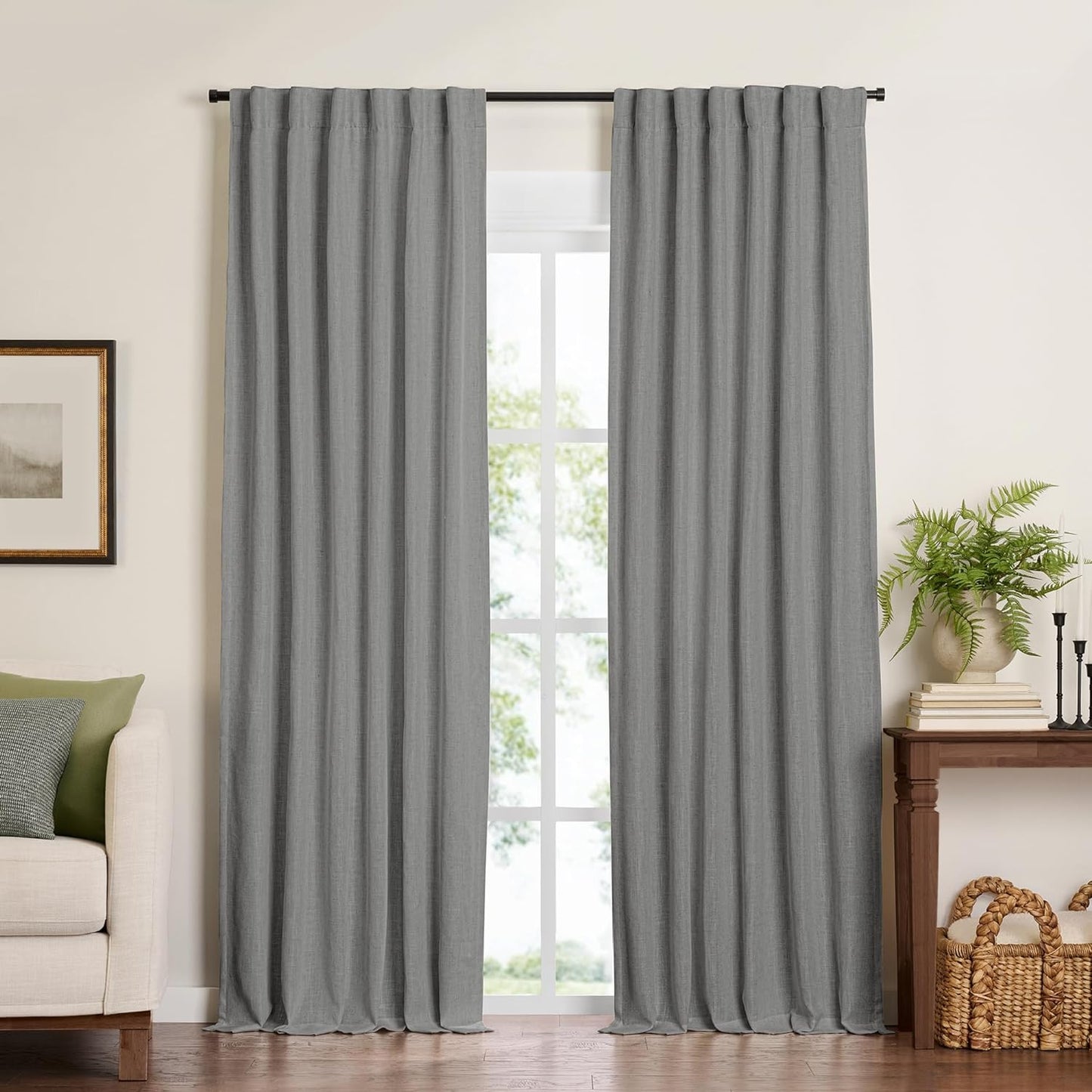 Elrene Home Fashions Harrow Solid Texture Blackout Single Window Curtain Panel, 52"X84", Natural  Elrene Home Fashions Dark Gray 52"X108" (1 Panel) 