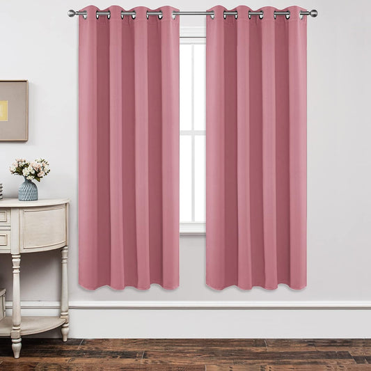 Joydeco Blackout Curtains 72 Inch Length 2 Panels Set, Thermal Insulated Long Curtains& Drapes 2 Burg, Room Darkening Grommet Curtains for Living Room Bedroom Window (W52 X L72 Inch, Pink)  Joydeco   