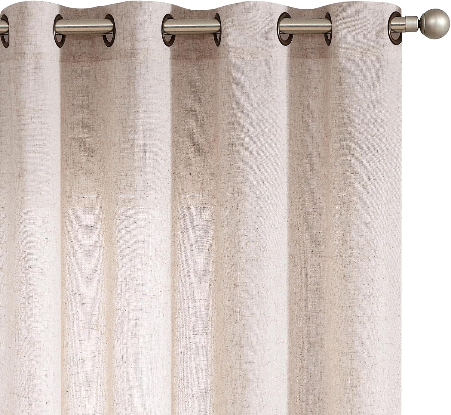 Jinchan Linen Beige Curtain 100 Inch Extra Wide for Patio Sliding Glass Door Room Divider Farmhouse Grommet Top Light Filtering Window Drape for Bedroom 100X84 Crude 1 Panel  CKNY HOME FASHION *Tan W50 X L63 