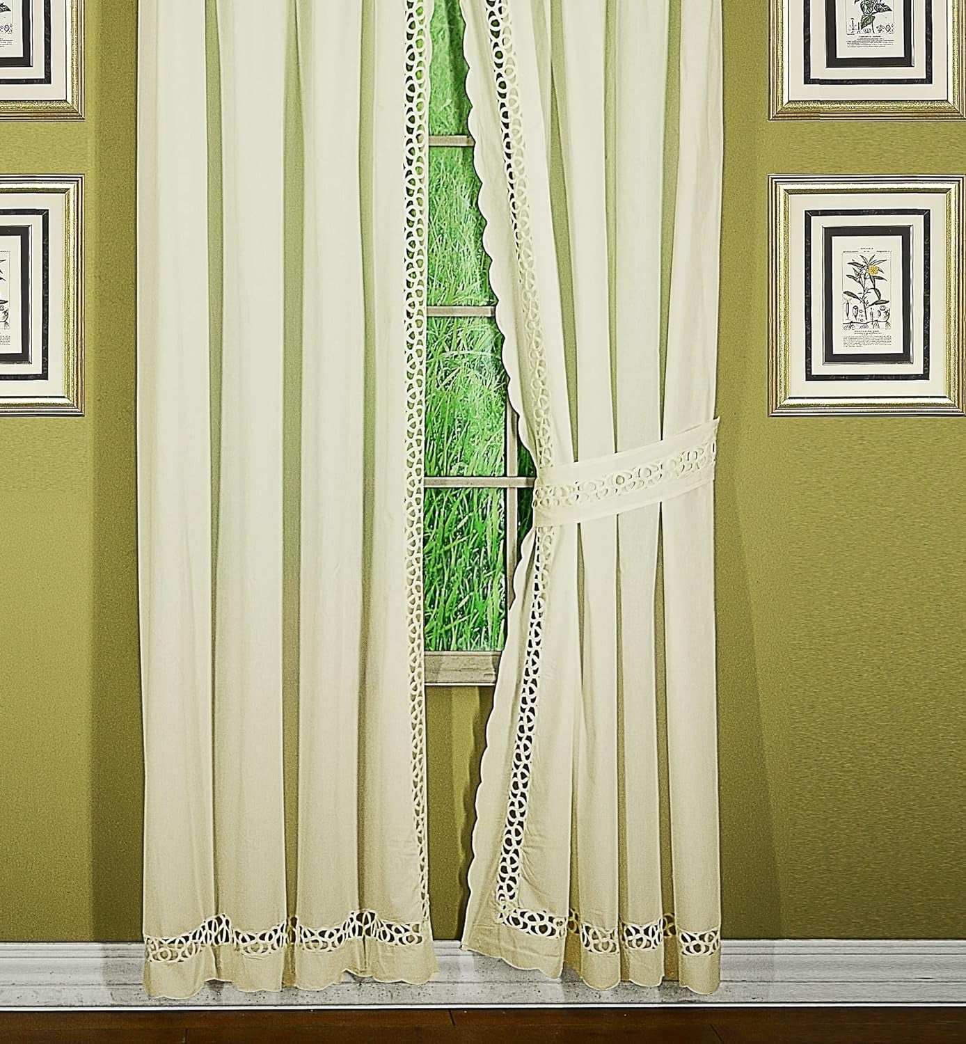 Today'S Curtain Hellina Tapework Window Swagger, 63-Inch, White - Hellina CA1800K  Today's Curtain Ecru Panel Pair 80"W X 63"L 