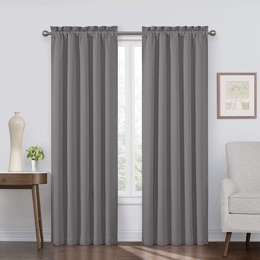 ECLIPSE Corinne Modern Blackout Thermal Rod Pocket Window Curtain for Bedroom or Living Room (1 Panel), 42" X 63", Grey  Keeco LLC Grey 42 In X 63 In 