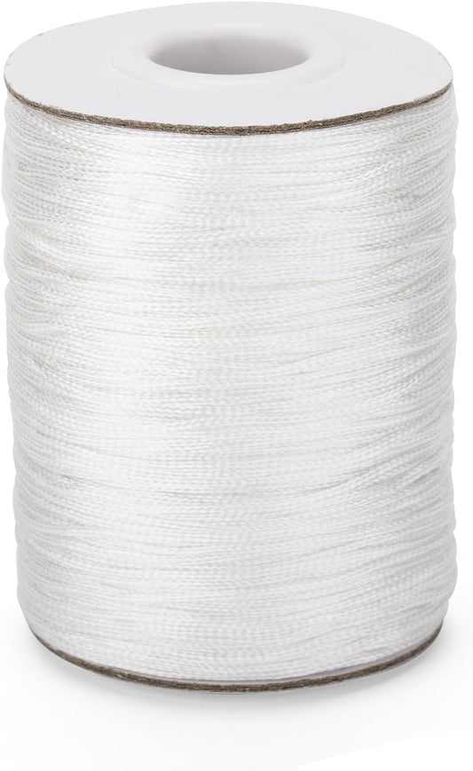 1.5Mm White Nylon Cord Wind Chime String, 110 Yards Braided Lift Shade Cord Replacement, Windows Roman Rollers Repair, Nylon Bracelets String for DIY Crafts, Chinese Knotting, Gardening Plant