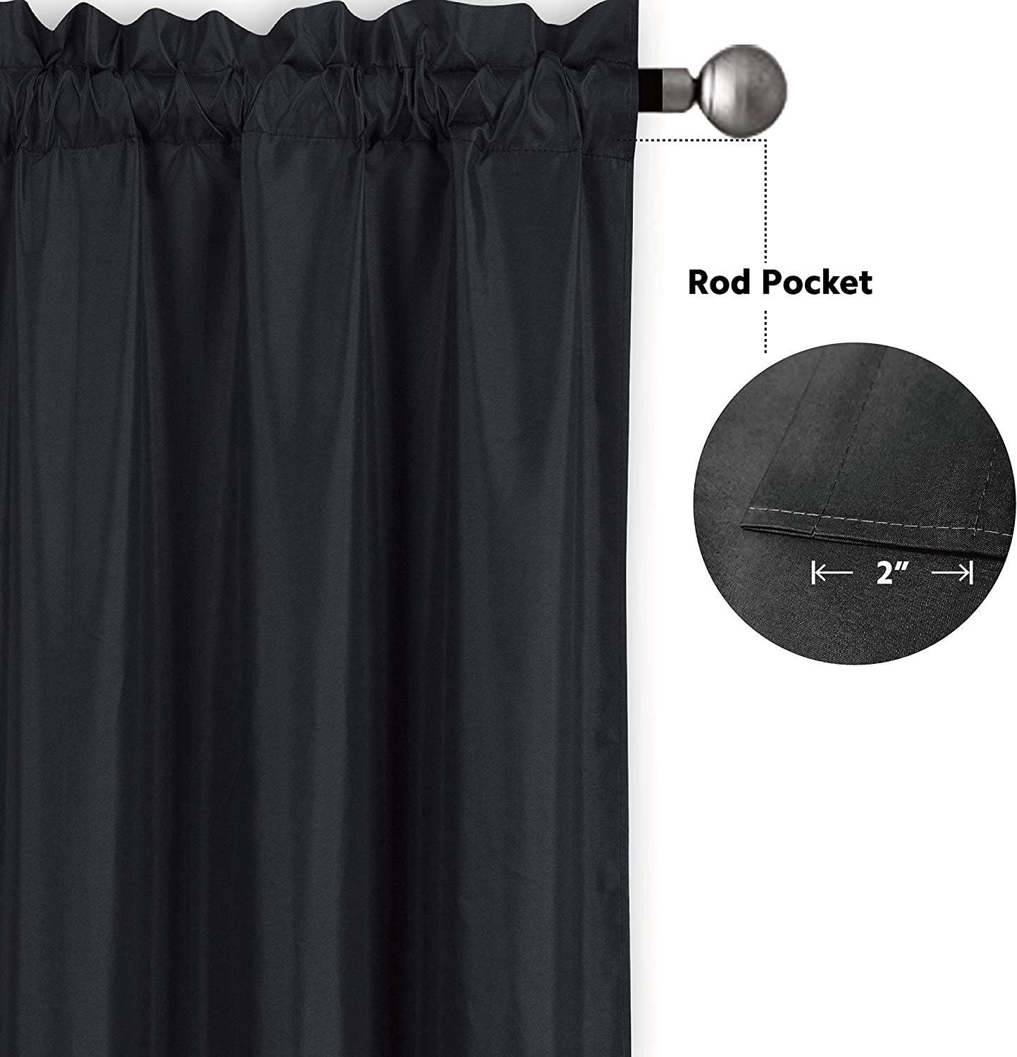 Home Collection 2 Panels 100% Blackout Curtain Set Solid Color with Rod Pocket Short Tier Drapes for Kitchen, Dinning Room, Bathroom, Bedroom,Living Room Window New (58” Wide X 23” Long, Black)  Kids Zone home Linen   