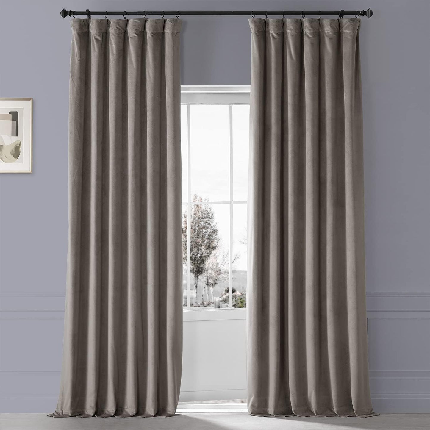 HPD HALF PRICE DRAPES Blackout Solid Thermal Insulated Window Curtain 50 X 96 Signature Plush Velvet Curtains for Bedroom & Living Room (1 Panel), VPYC-SBO198593-96, Diva Cream  Exclusive Fabrics & Furnishings Library Taupe 50 X 108 