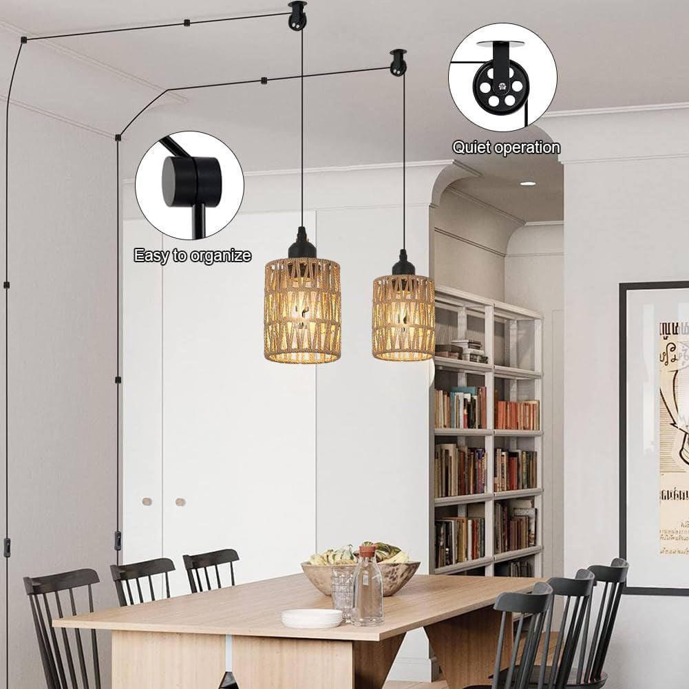 Black Pulley Wheels Set of 2 for Plug in Pendant Light Swag Ceiling Hooks for Hanging Lights with Cord, Aluminium Wall Ceiling Mount Lifting Towing Pulleys for DIY Chandelier Lighting