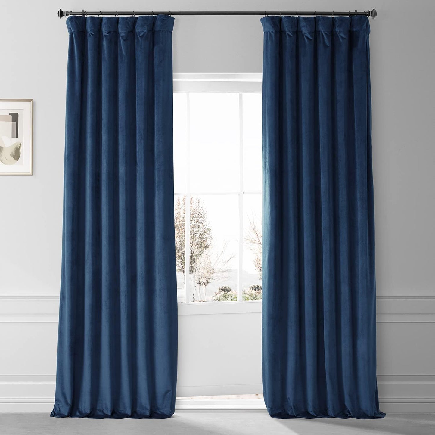 HPD HALF PRICE DRAPES Blackout Solid Thermal Insulated Window Curtain 50 X 96 Signature Plush Velvet Curtains for Bedroom & Living Room (1 Panel), VPYC-SBO198593-96, Diva Cream  Exclusive Fabrics & Furnishings Dreamland Blue 50 X 108 