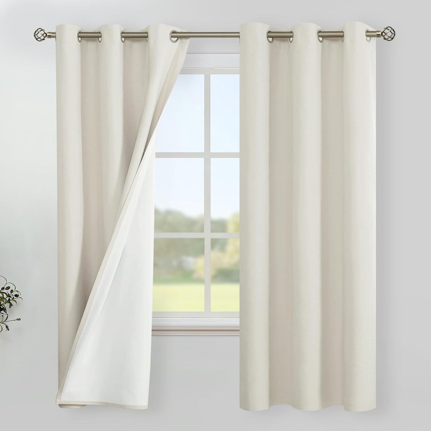 Youngstex Linen Blackout Curtains 63 Inches Long, Grommet Full Room Darkening Linen Window Drapes Thermal Insulated for Living Room Bedroom, 2 Panels, 52 X 63 Inch, Linen  YoungsTex Linen 42W X 63L 