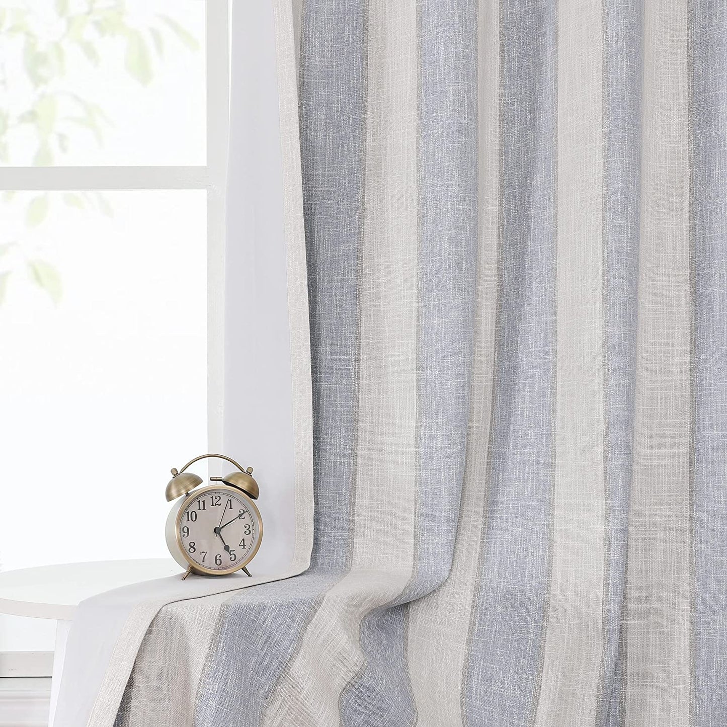 WEST LAKE Full Blackout Curtain Panel Grey Beige Vertical Stripe Window Treatment Grommets Thermal Insulated Noise Reducing 100 Blackout Drape for Living Room, Bedroom, 50"Wx84"L, 2 Panel, Gray/White  WEST LAKE Blue 50"Wx63"L|2 Panels 