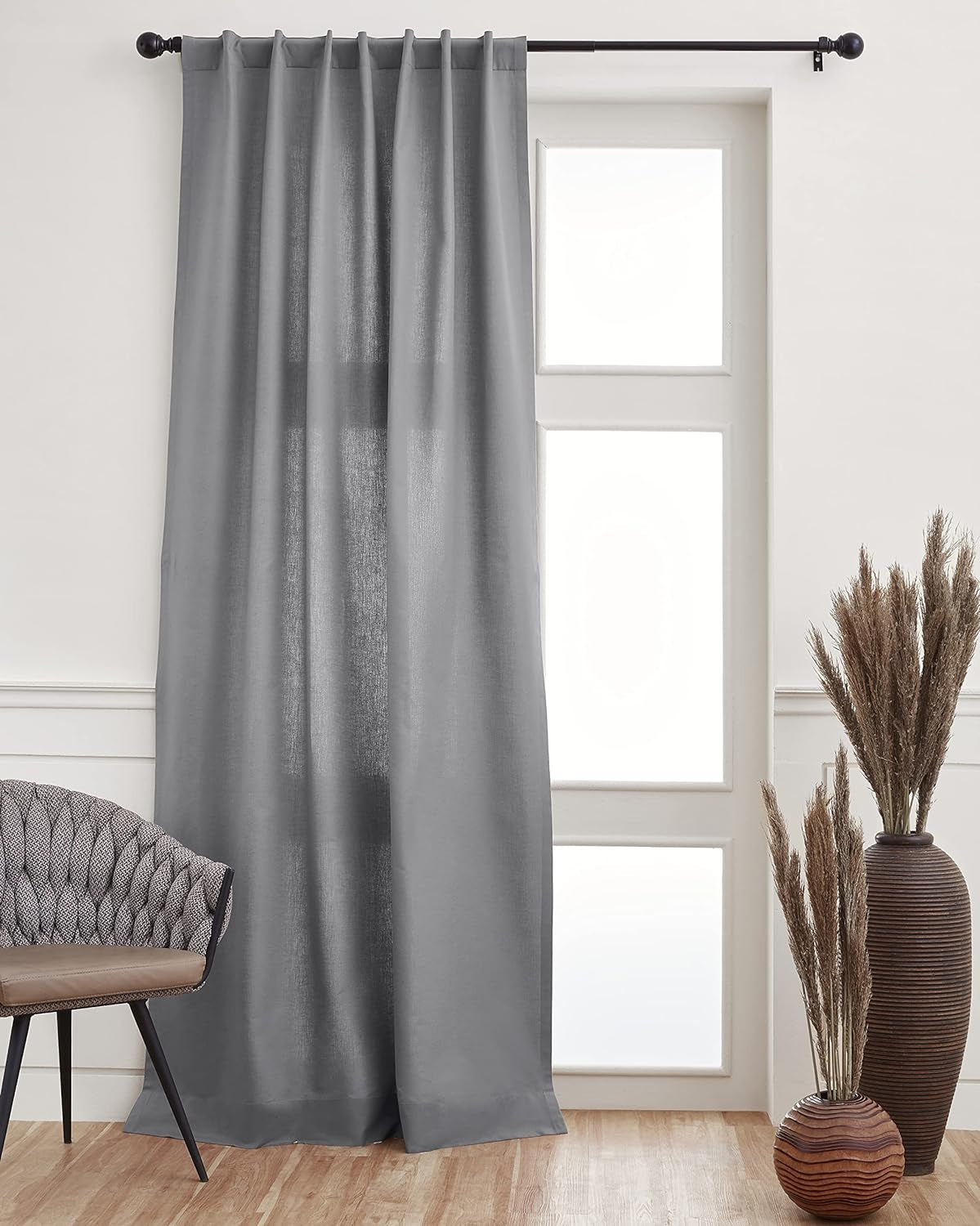 Solino Home Cotton Linen Curtain Ivory – 52 X 54 Inch Curtain with Rod Pocket and Hidden Tab – 2 in 1 Hanging Style Curtain for Living Room, Indoor, Outdoor  Solino Home Grey 52 X 120 Inch 