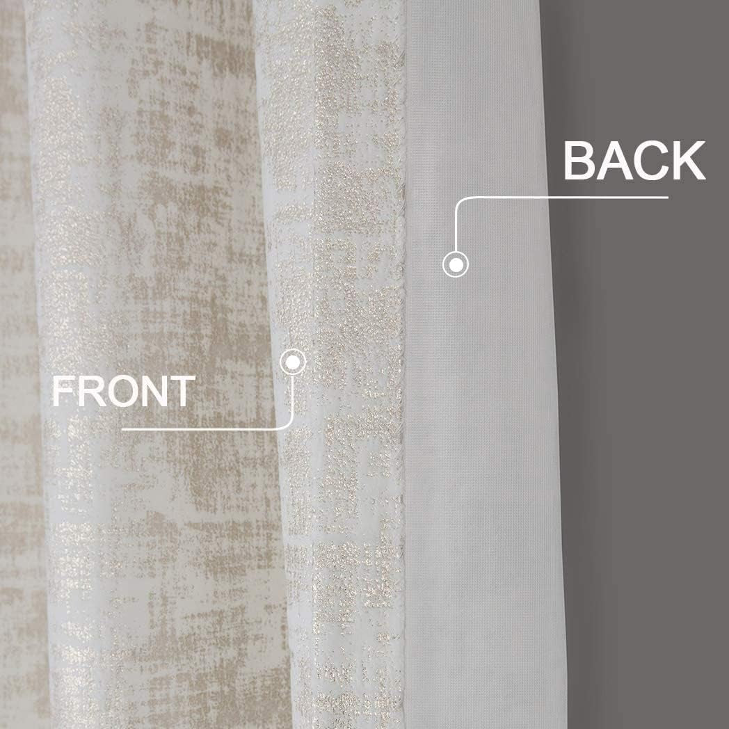 Always4U Soft Velvet Curtains 95 Inch Length Luxury Bedroom Curtains Gold Foil Print Window Curtains for Living Room 1 Panel White  always4u   