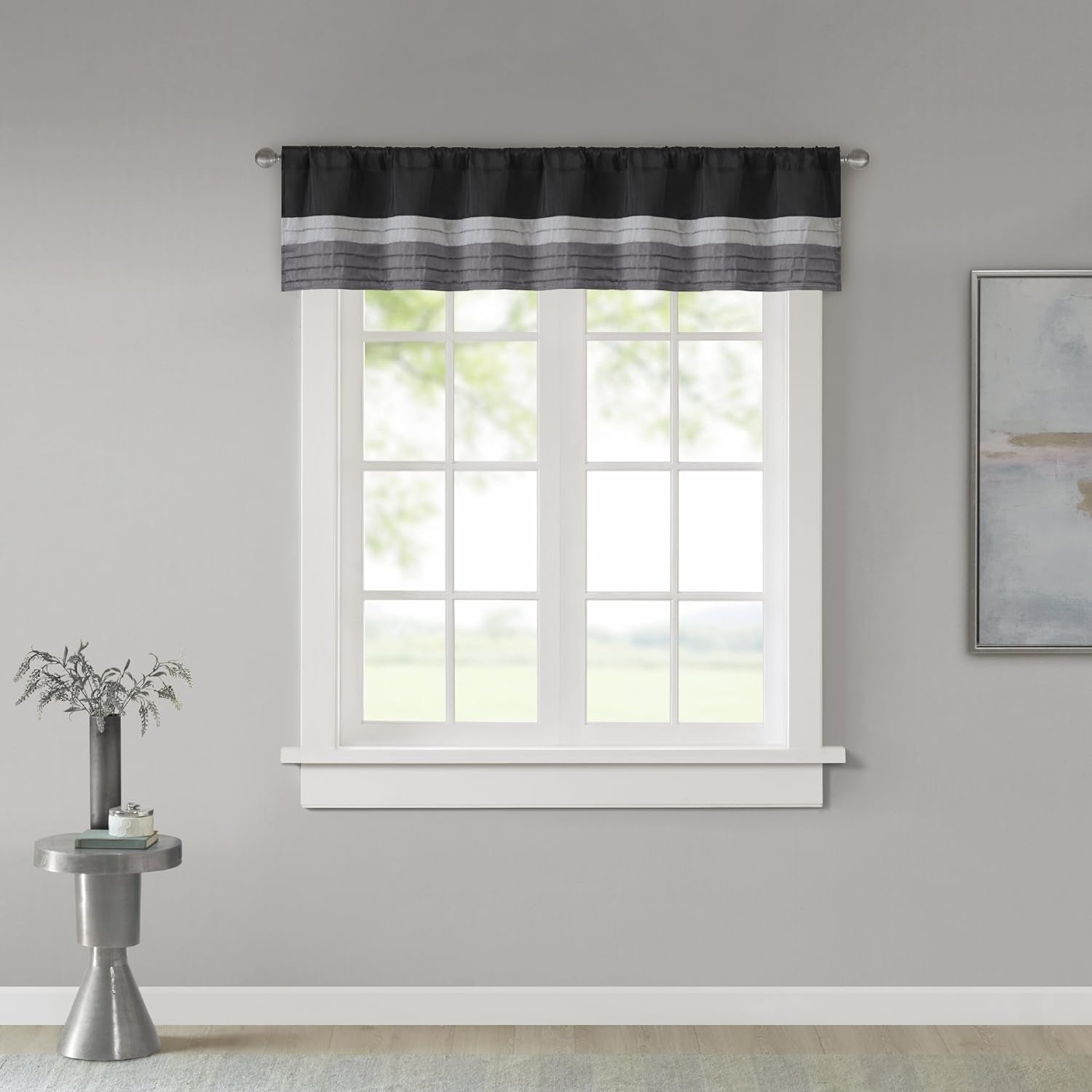 Madison Park Amherst Single Panel Faux Silk Rod Pocket Curtain with Privacy Lining for Living Room, Window Drape for Bedroom and Dorm, 50X84, Black  Madison Park Black 18"X50" 