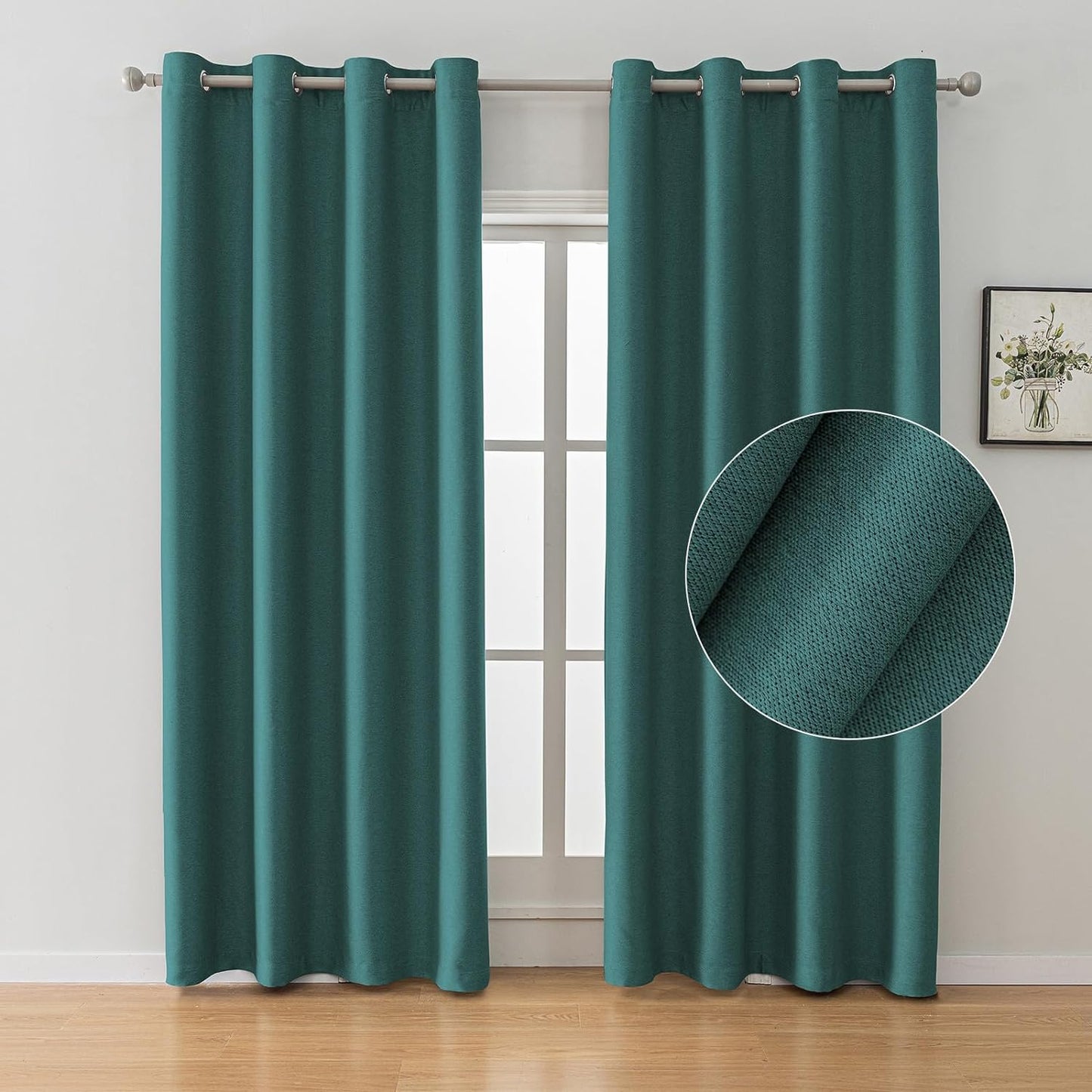 SYSLOON Natural Linen Curtains 72 Inch Length 2 Panels Set,Blackout Curtains for Bedroom Grommet,Thermal Insulated Room Darkening Curtains for Living Room,Long Drapes 42"X72",Beige  SYSLOON Green 52X96In （W X L） 