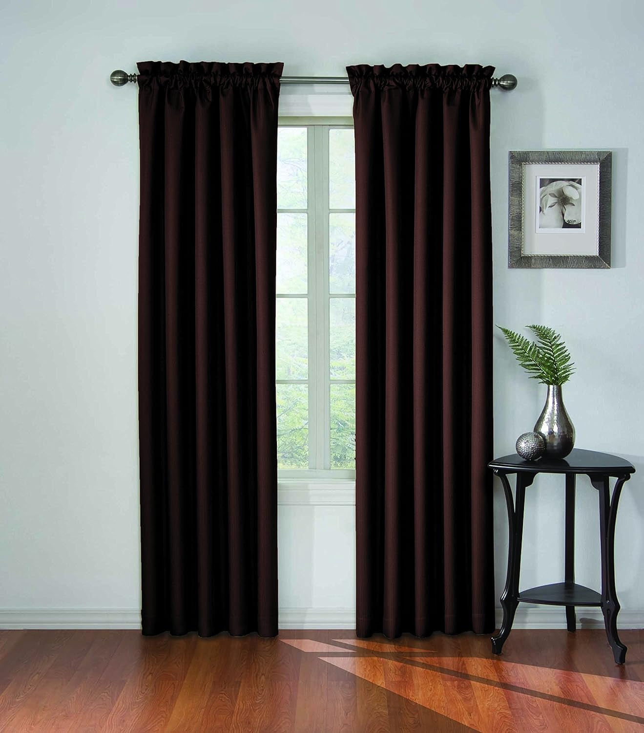 ECLIPSE Corinne Modern Blackout Thermal Rod Pocket Window Curtain for Bedroom or Living Room (1 Panel), 42" X 63", Grey  Keeco LLC Espresso 42 In X 84 In 