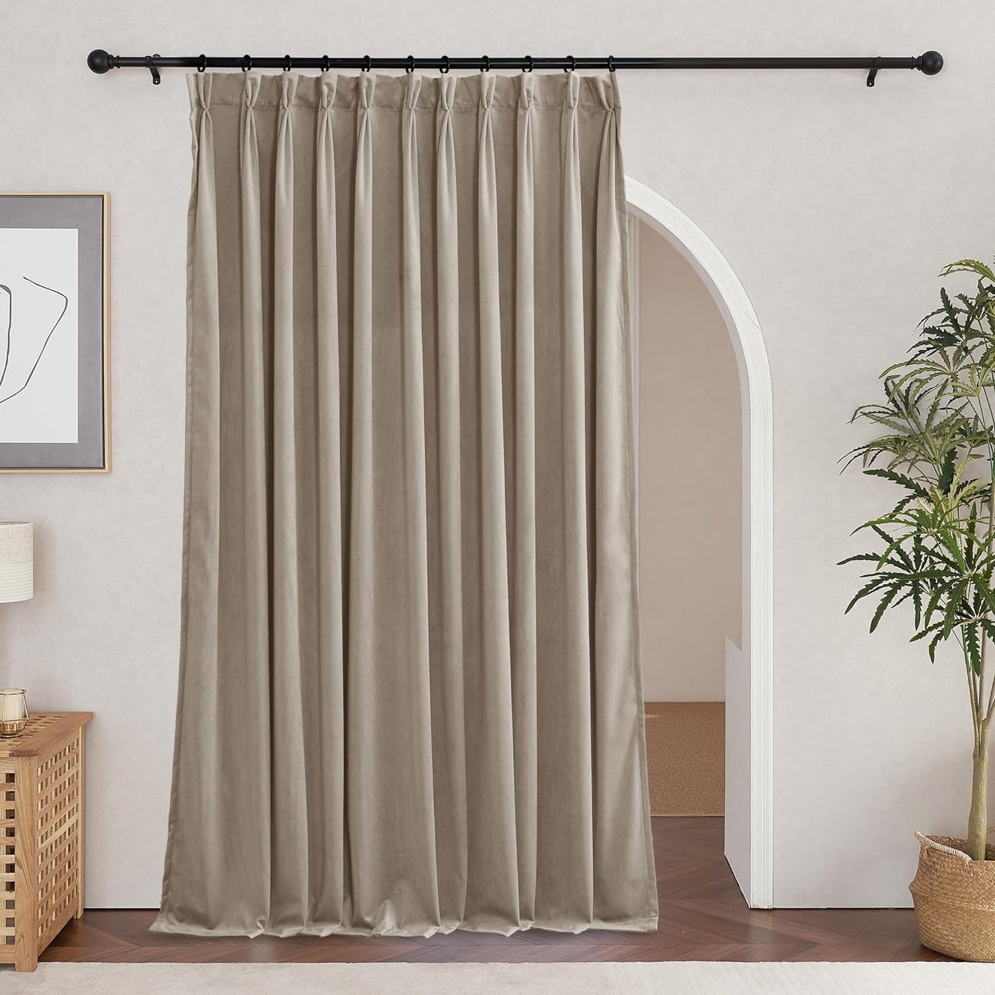 RYB HOME Velvet Curtains 84 Inches 2 Panels Set, Pinch Pleated Room Darkening Thermal Insulated Luxury Decor for Bedroom Parlor Nursery, Camel Beige, W66 X L84 Inches  RYB HOME   
