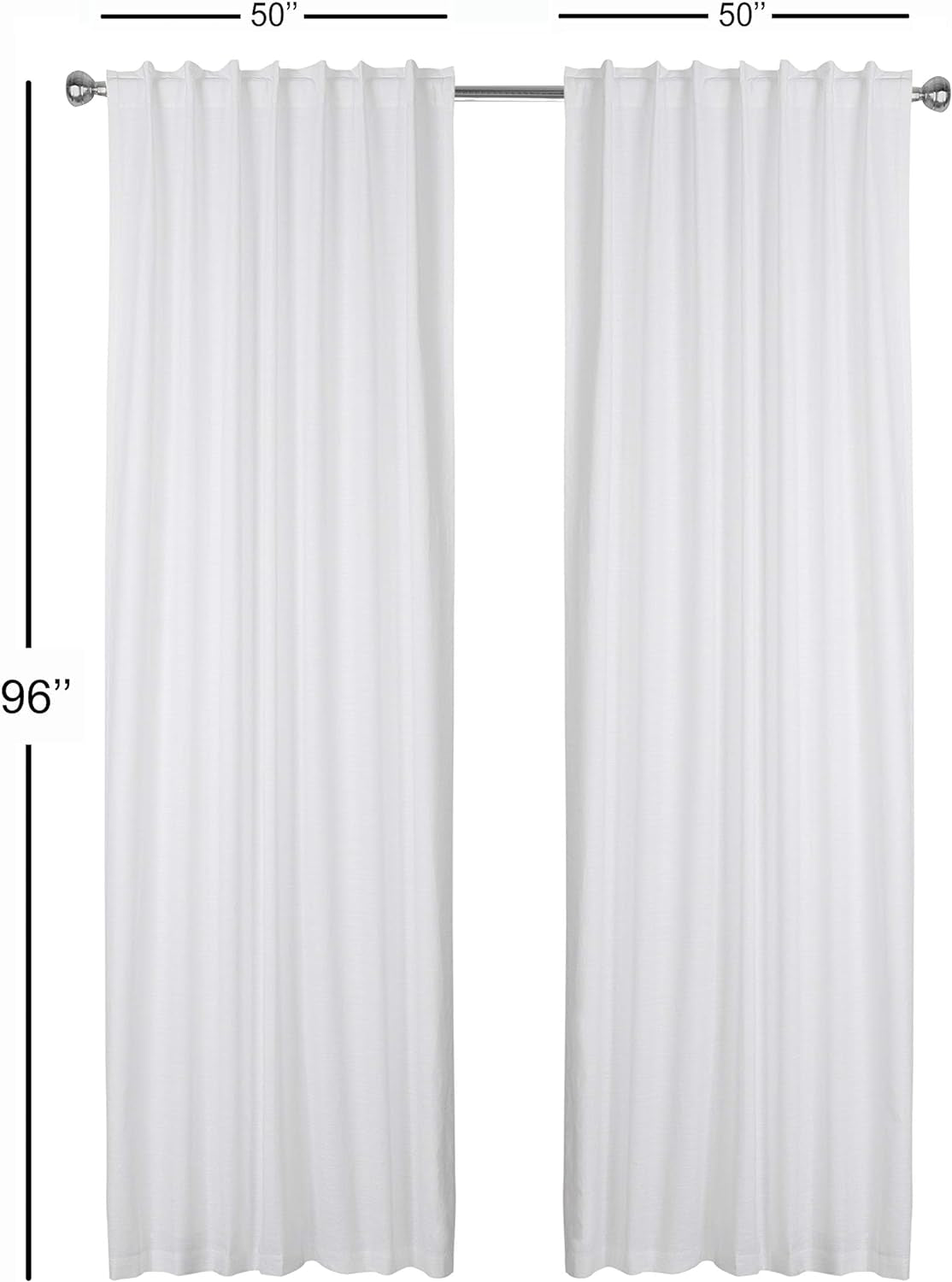 White Cotton Curtains 96 Inches Long for Living Room - Textured Semi Sheer Light Filtering Window Curtain for Boho Décor - Farmhouse Linen Back Tab Drapes for Bedroom Kitchen - 50X96 Inch, 2 Panels  The Beer Valley   