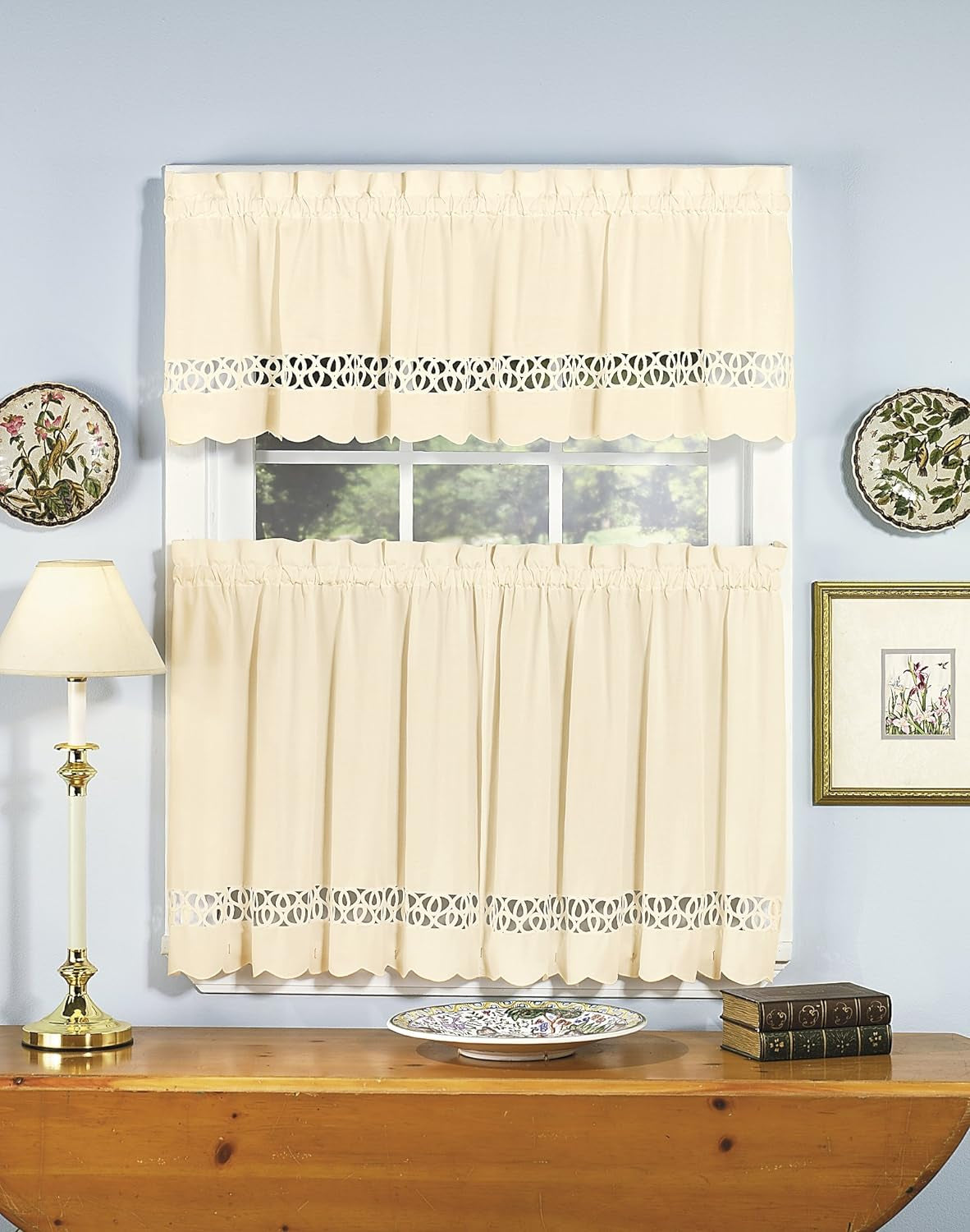Today'S Curtain Hellina Tapework Window Swagger, 63-Inch, White - Hellina CA1800K  Today's Curtain Ecru Tier 60"W X 24"L 