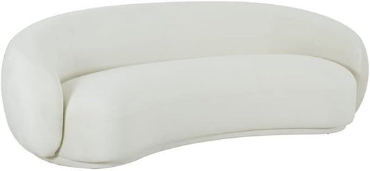 MAKLAINE 28.4" H Modern Velvet Upholstered/Wood Sofa in Cream
